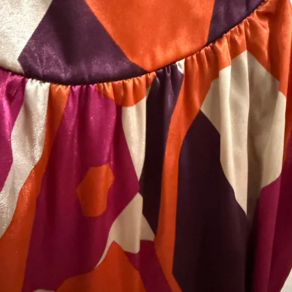 Picadilly Satin Geometric Print Dress Tie Back Multicolor - Picture 2 of 4